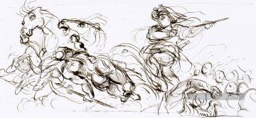 romantique romantisme Tableau Peinture - Étude pour le coffer de guerre romantique Eugène Delacroix